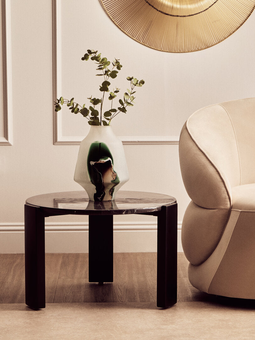 Palermo Round Black Marble Top Small Coffee Table
