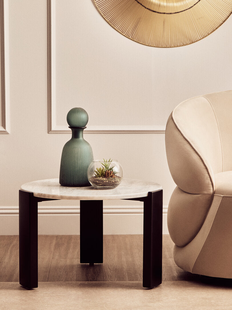 Palermo Round White Marble Top Small Coffee Table