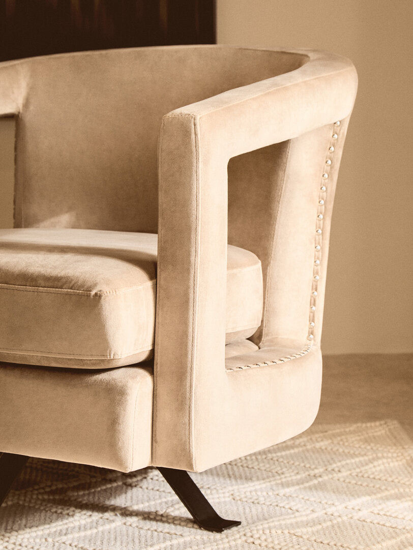 Hestia Mink Velvet Swivel Chair
