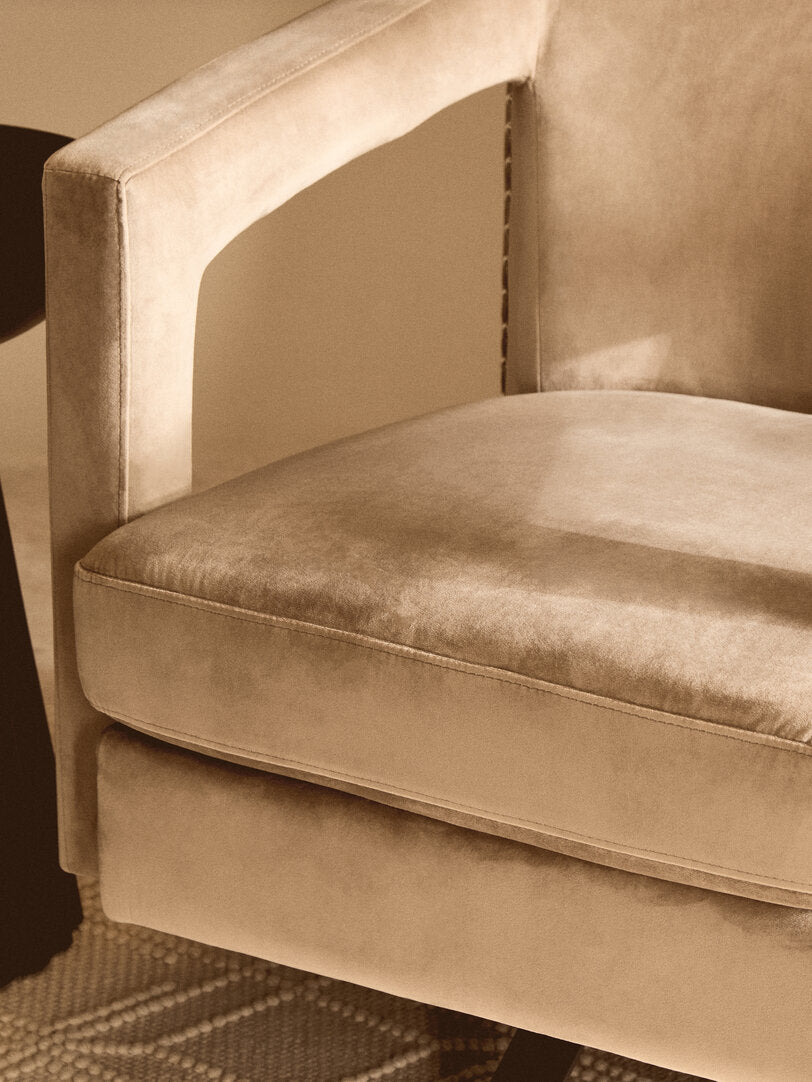 Hestia Mink Velvet Swivel Chair