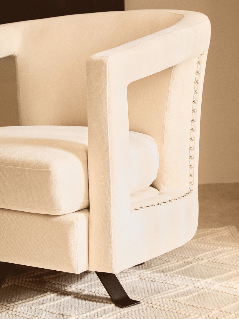 Hestia Beige Velvet Swivel Chair