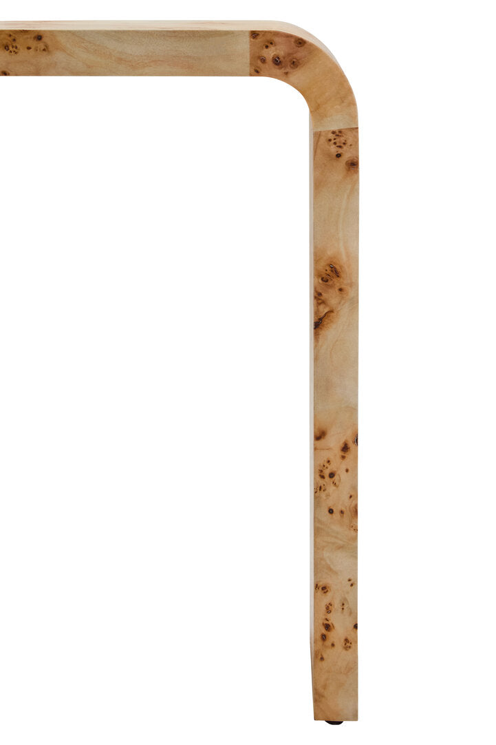 Mota Burl Wood Design Curved Side Table