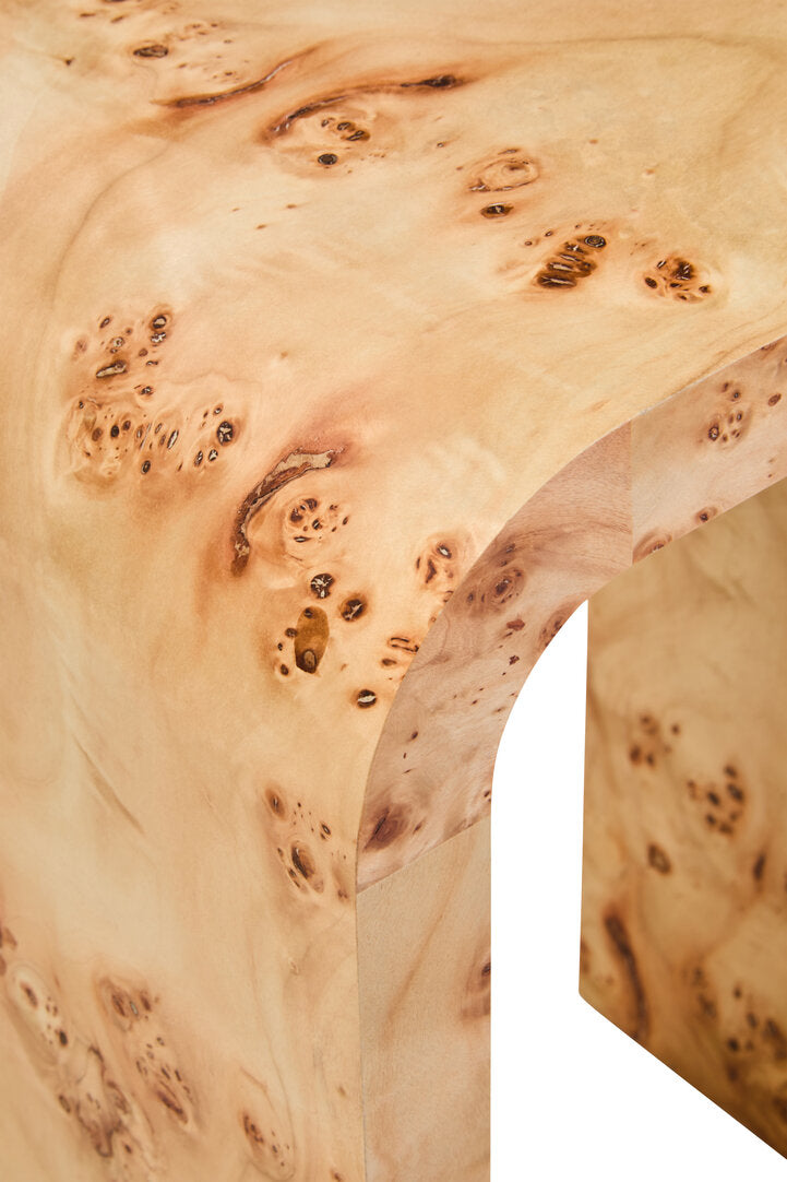 Mota Burl Wood Design Curved Side Table