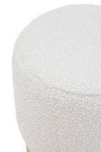 Mota Burl Wood And Cream Boucle Round Stool