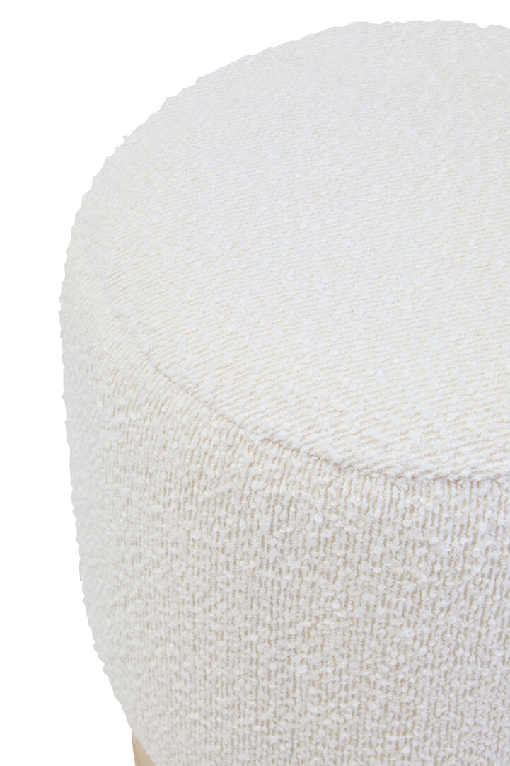 Mota Burl Wood And Cream Boucle Round Stool