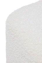Mota Burl Wood And Cream Boucle Sqaure Stool
