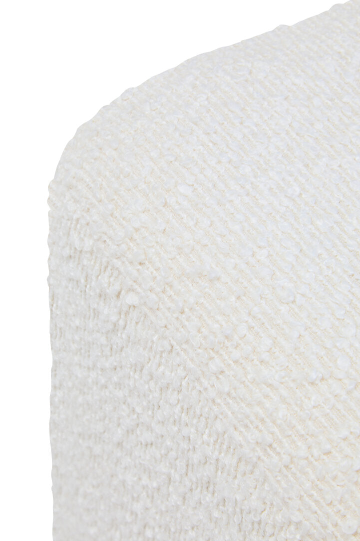 Mota Burl Wood And Cream Boucle Sqaure Stool
