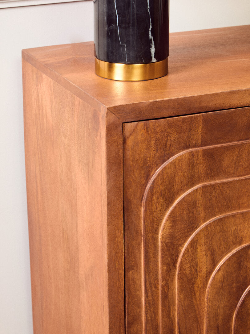 Sangar Two Door Mango Wood Carved Cabinet