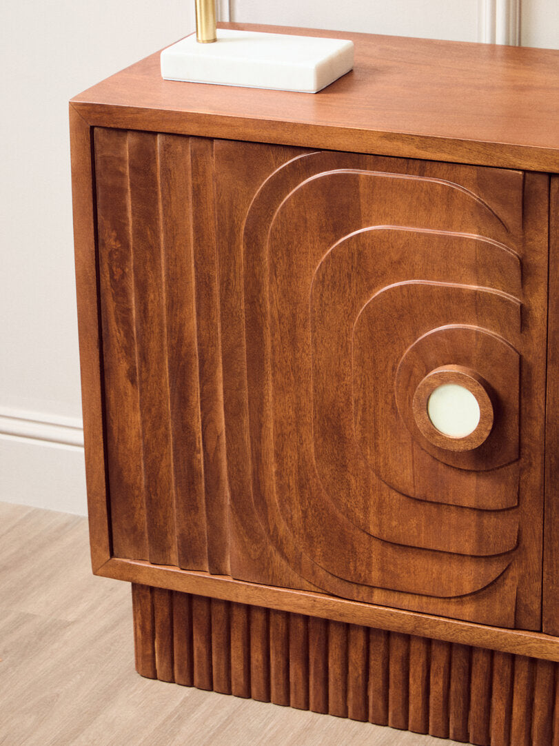 Sangar Two Door Mango Wood Carved Sideboard