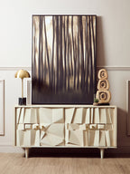 Sita Four Door Whitewash Mango Wood Abstract Sideboard