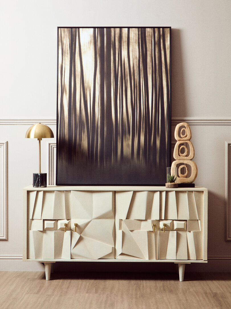 Sita Four Door Whitewash Mango Wood Abstract Sideboard