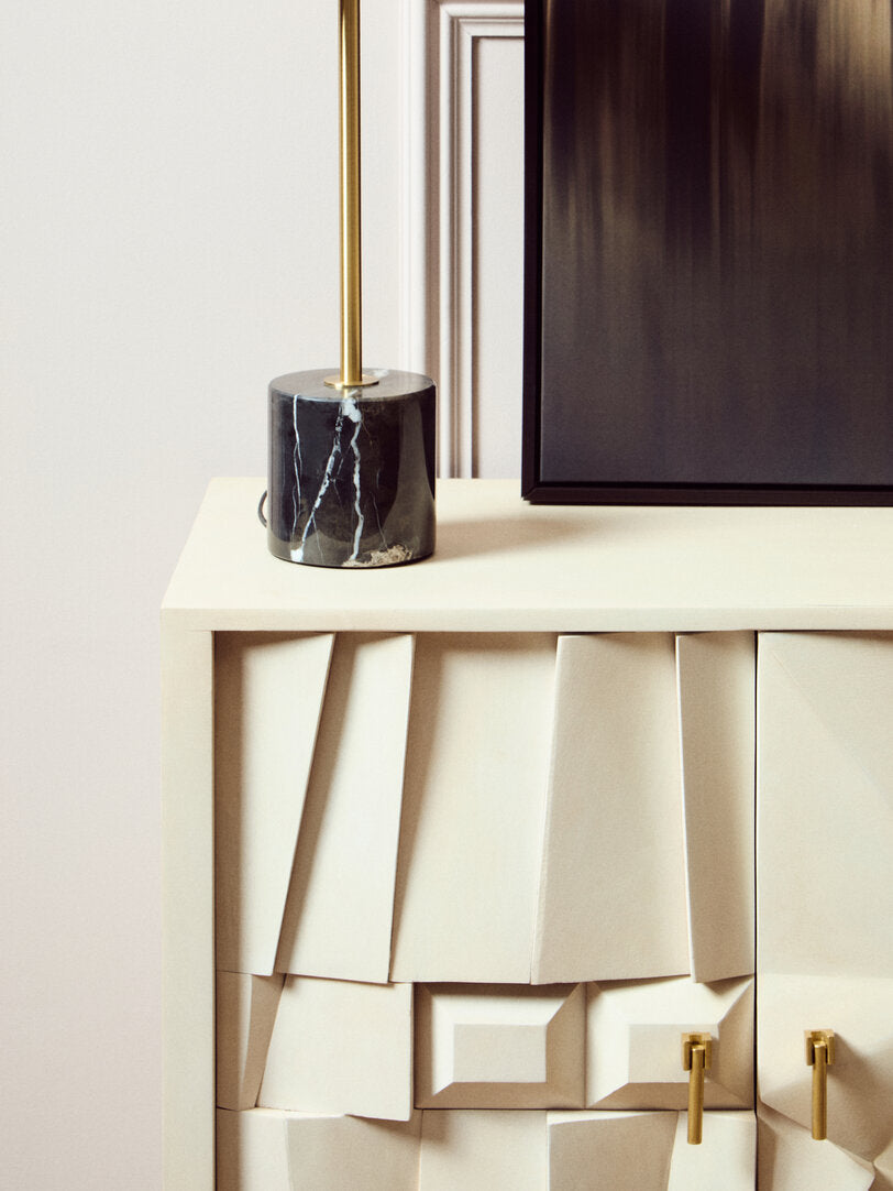 Sita Four Door Whitewash Mango Wood Abstract Sideboard