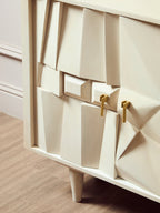 Sita Four Door Whitewash Mango Wood Abstract Sideboard