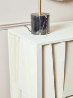 Sita Two Door Whitewash Mango Wood Abstract Cabinet