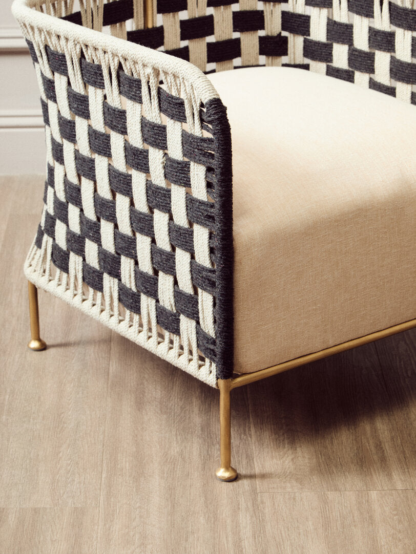 Satna Black And White Jute Chair