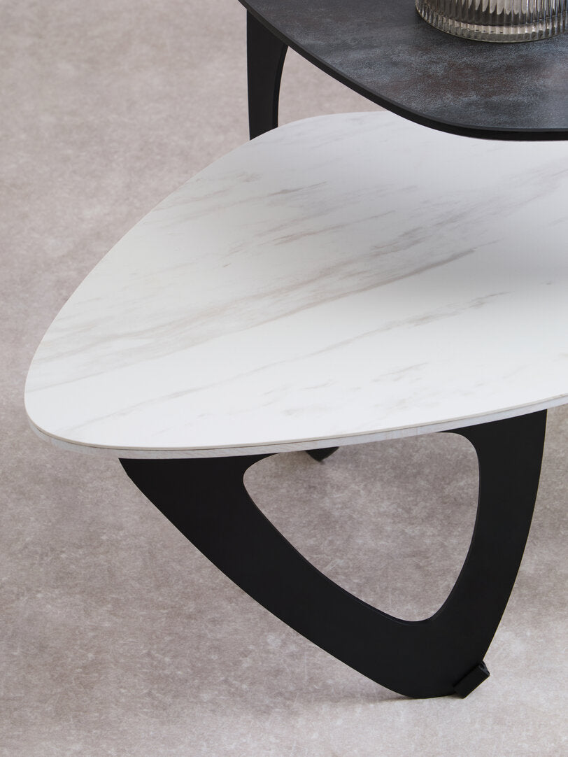 Imperia 2 Tier Small Asymmetrical Ceramic Coffee Table