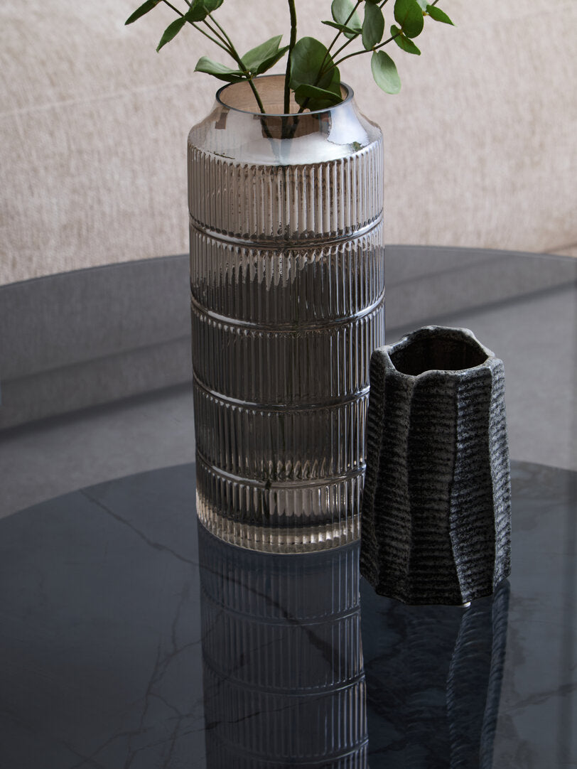 Imperia Round Grey Glass And Ceramic Large Coffee Table