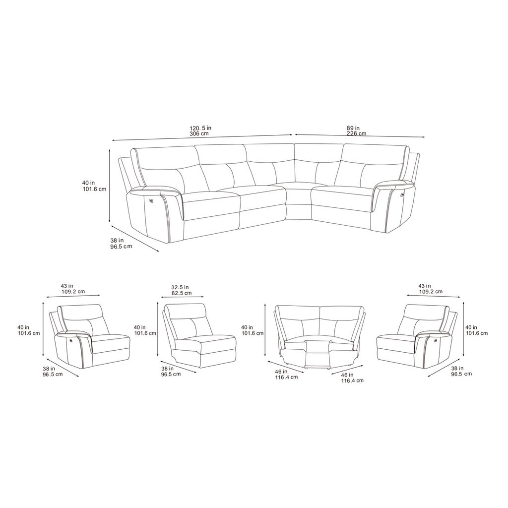 Maverick Black Lay-Z-Boy Style Fabric Power Recliner Corner Sofa Tamla | Maverick | DFS