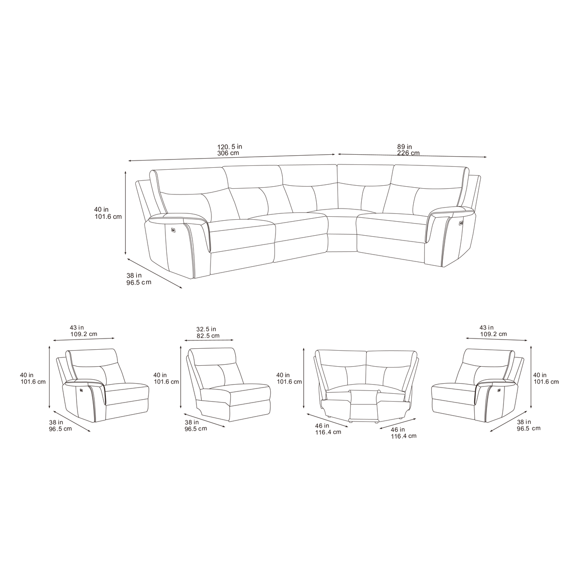 Maverick Black Lay-Z-Boy Style Fabric Power Recliner Corner Sofa Tamla | Maverick | DFS