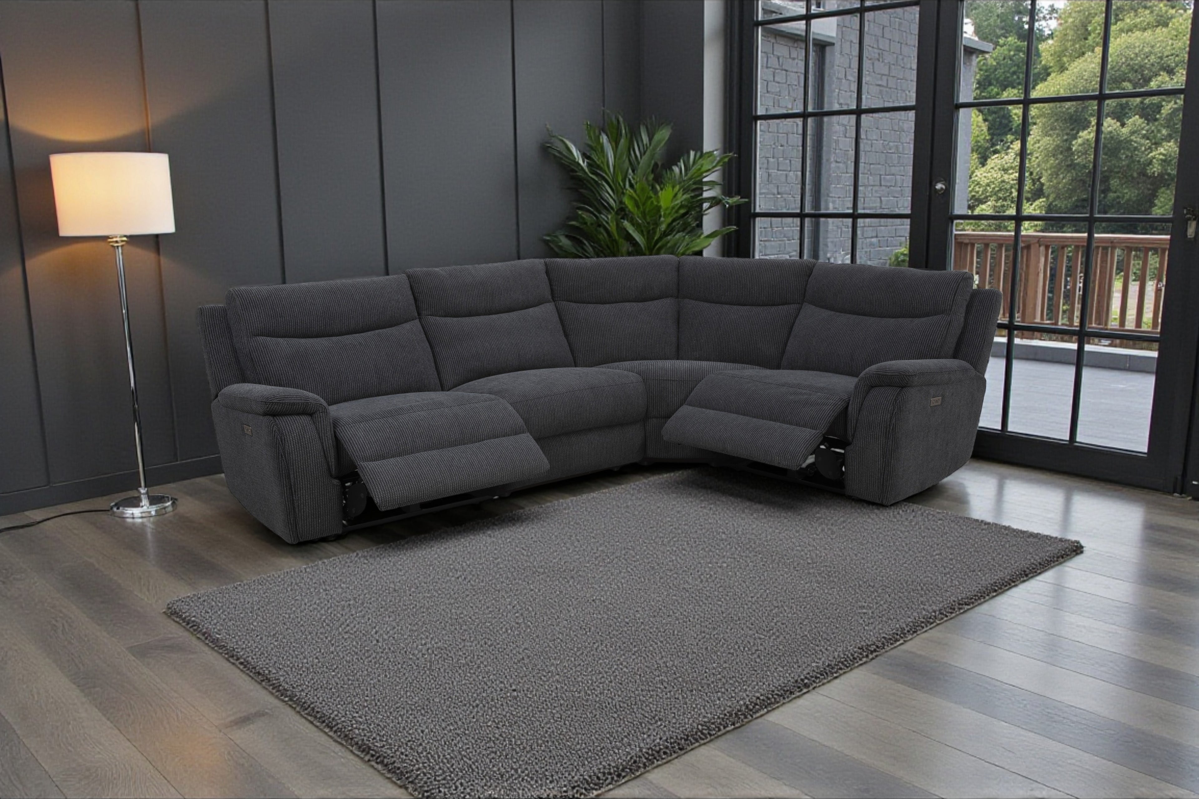 Maverick Black Lay-Z-Boy Style Fabric Power Recliner Corner Sofa Tamla | Maverick | DFS
