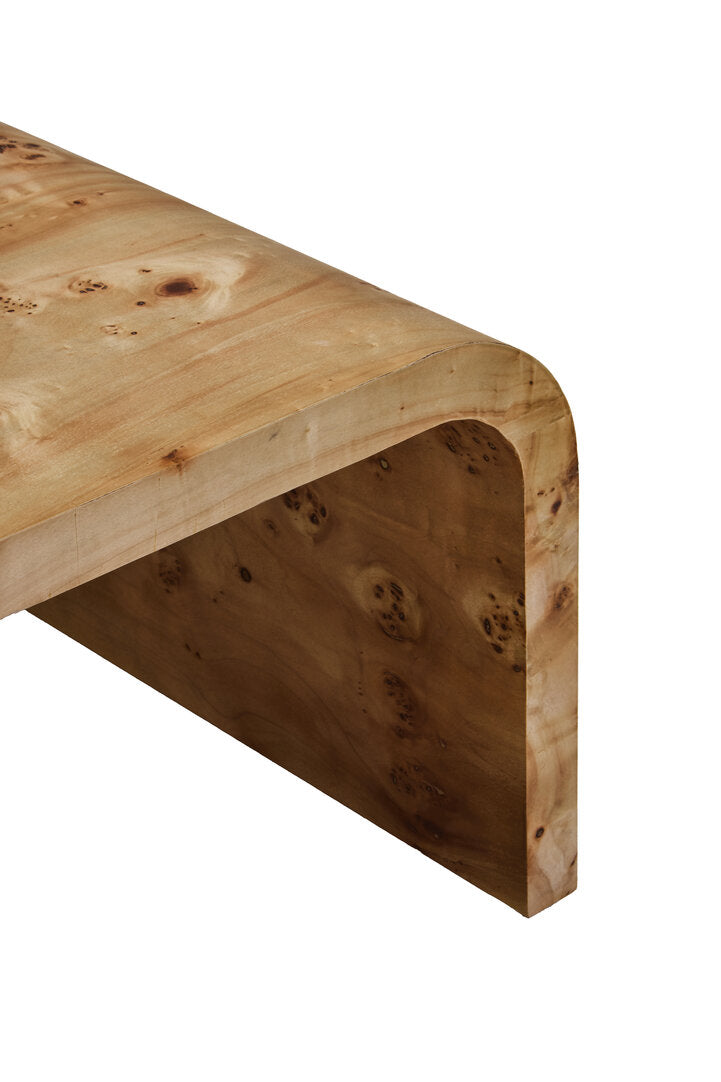 Mota Burl Wood Design Curved Coffee Table
