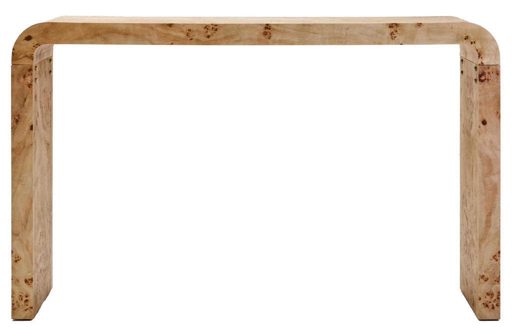 Mota Burl Wood Design Curved Console Table
