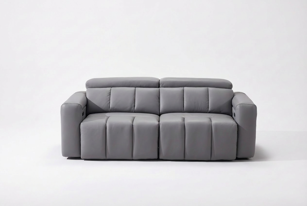 Dallas Grey Lay-Z-Boy Style Leather Power Recliner 3 Seater Sofa