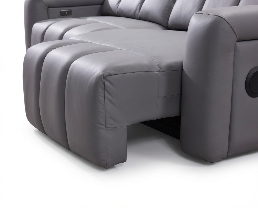 Dallas Grey Lay-Z-Boy Style Leather Power Recliner 3 Seater Sofa