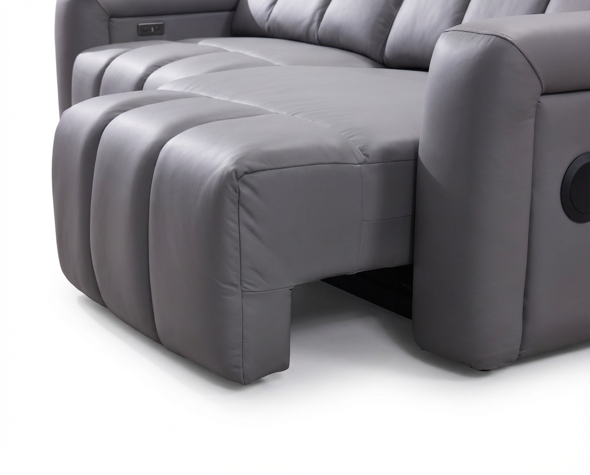 Dallas Grey Lay-Z-Boy Style Leather Power Recliner 3 Seater Sofa