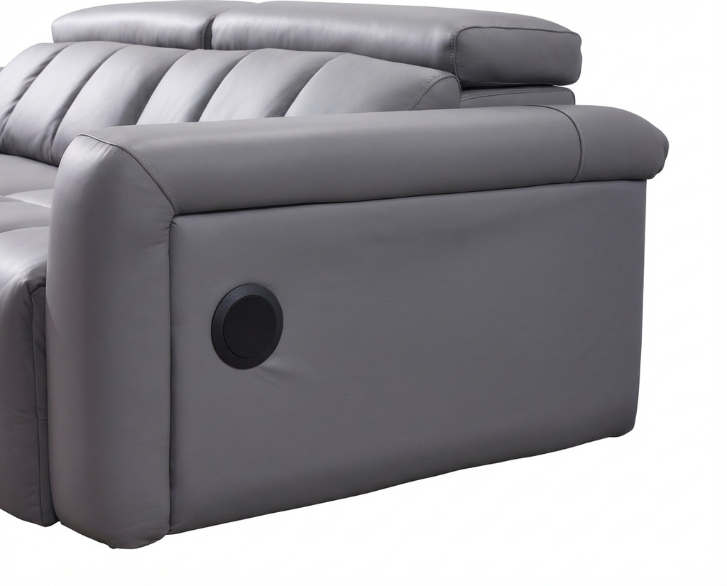 Dallas Grey Lay-Z-Boy Style Leather Power Recliner 3 Seater Sofa