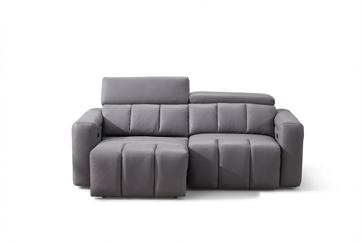 Dallas Grey Lay-Z-Boy Style Leather Power Recliner 3 Seater Sofa