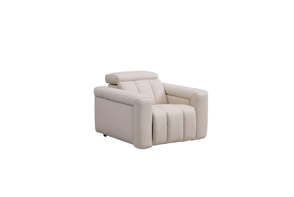 Dallas Cream Lay-Z-Boy Style Leather Power Recliner Armchair