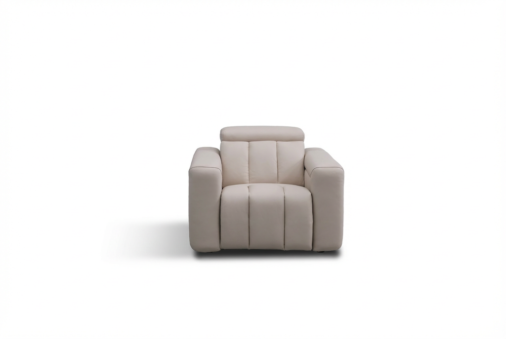 Dallas Cream Lay-Z-Boy Style Leather Power Recliner Armchair