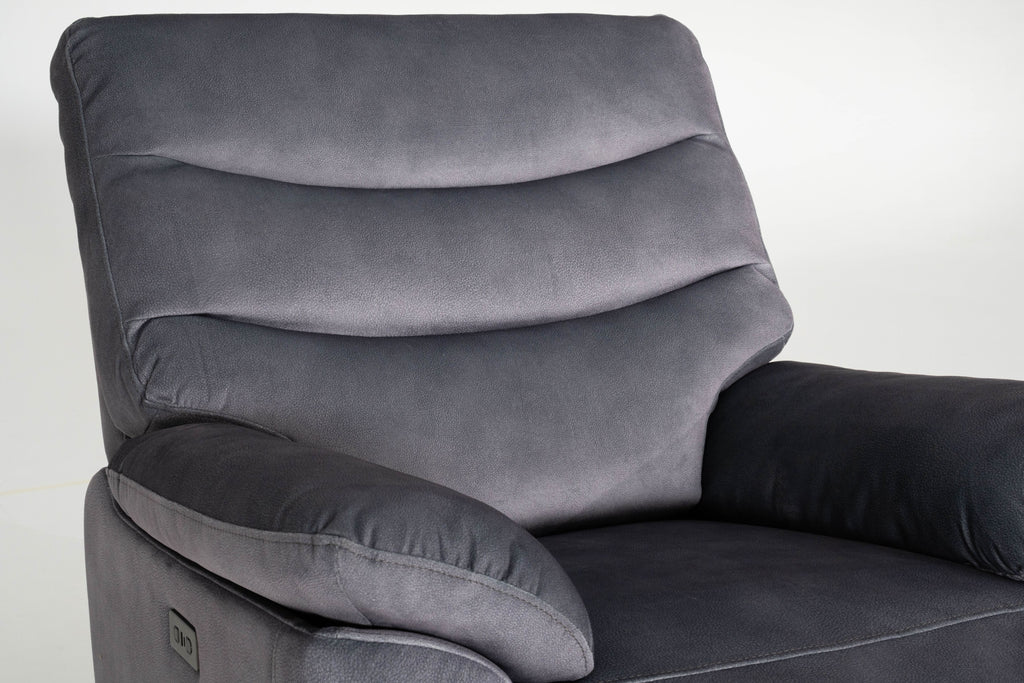 Toledo Steel Grey  Lay-Z-Boy Style Fabric Power Recliner Armchair