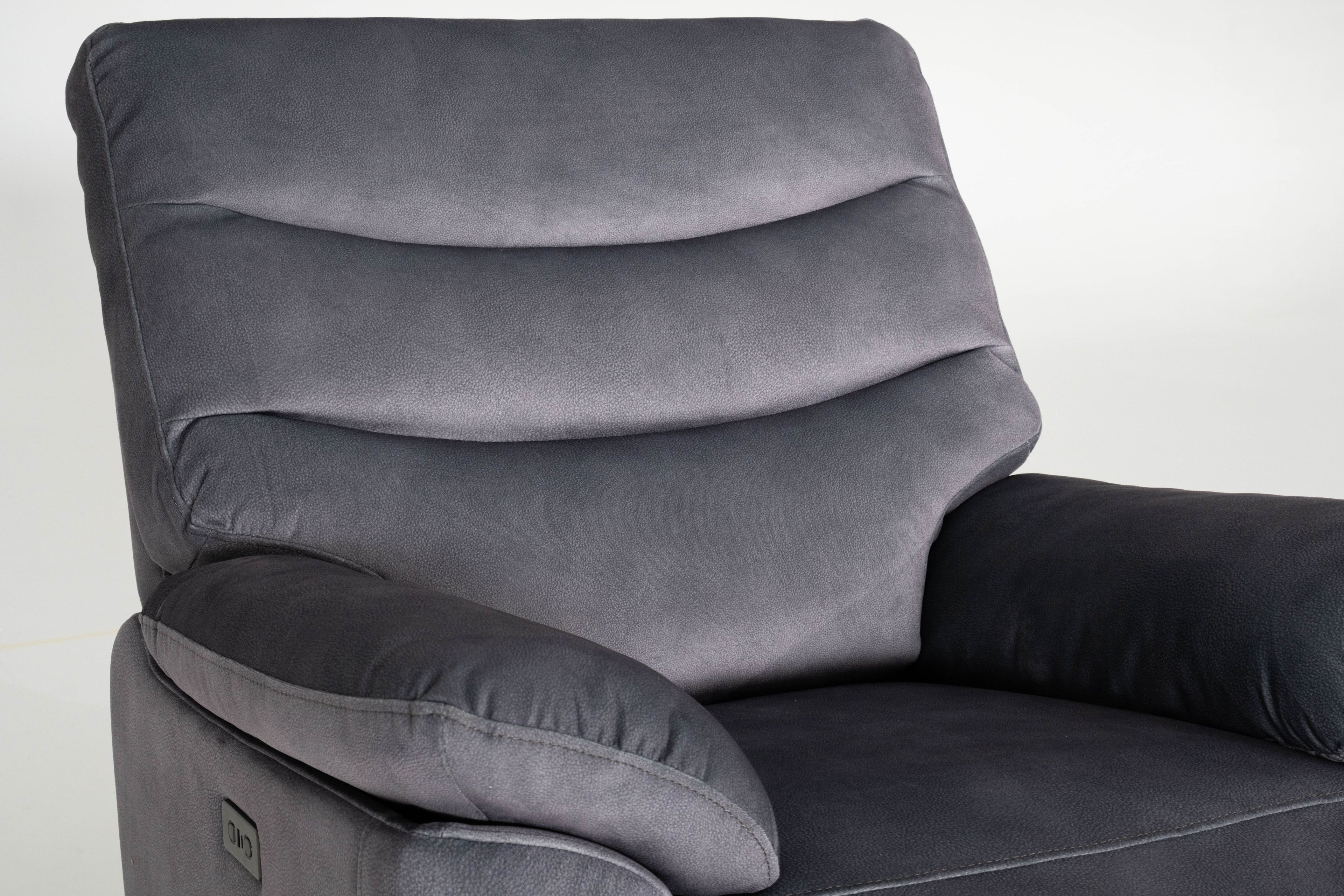 Toledo Steel Grey  Lay-Z-Boy Style Fabric Power Recliner Armchair