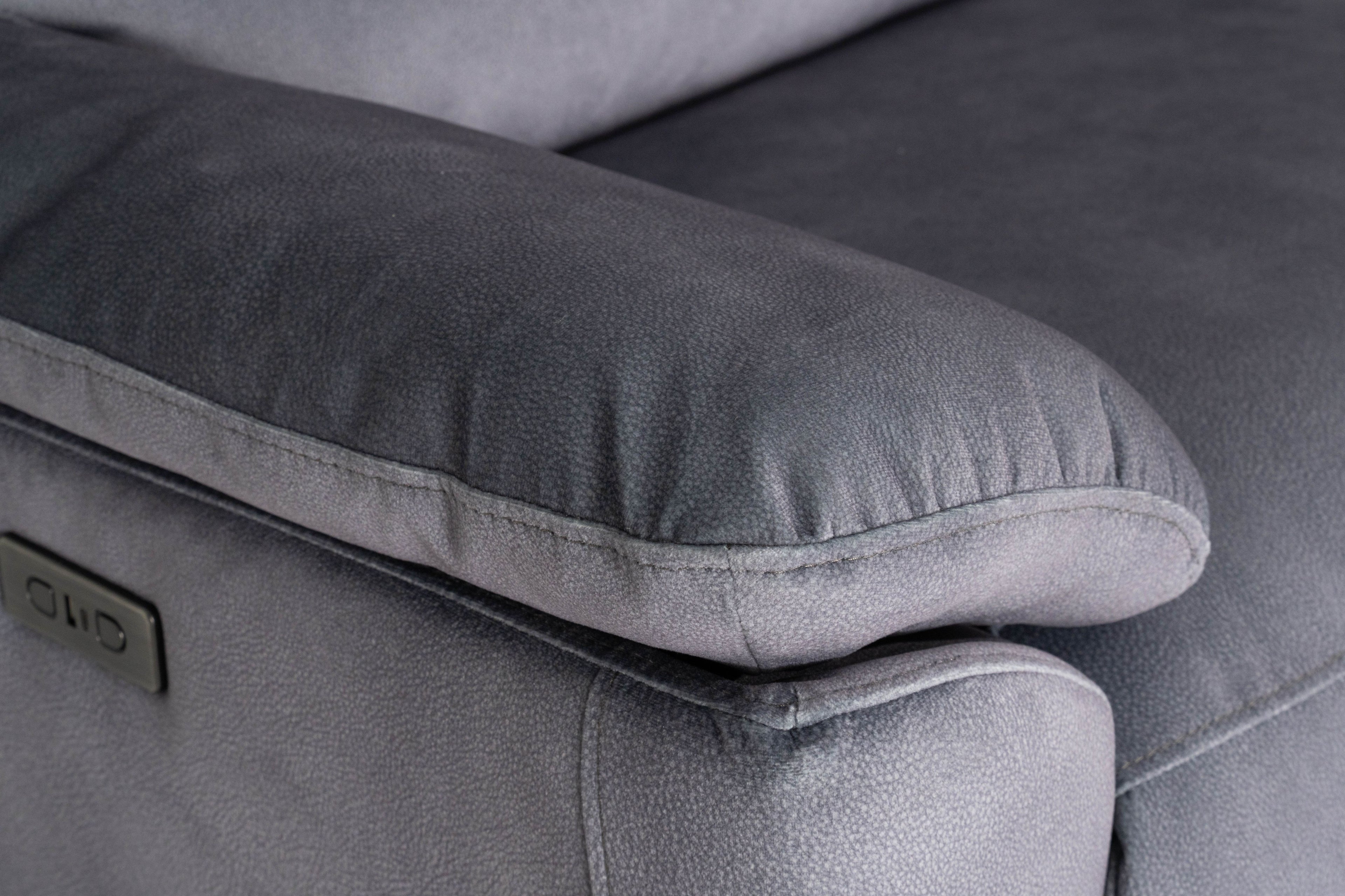 Toledo Steel Grey  Lay-Z-Boy Style Fabric Power Recliner Armchair