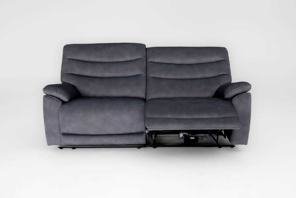 Toledo Steel Grey  Lay-Z-Boy Style Fabric Power Recliner 3 Seater Sofa