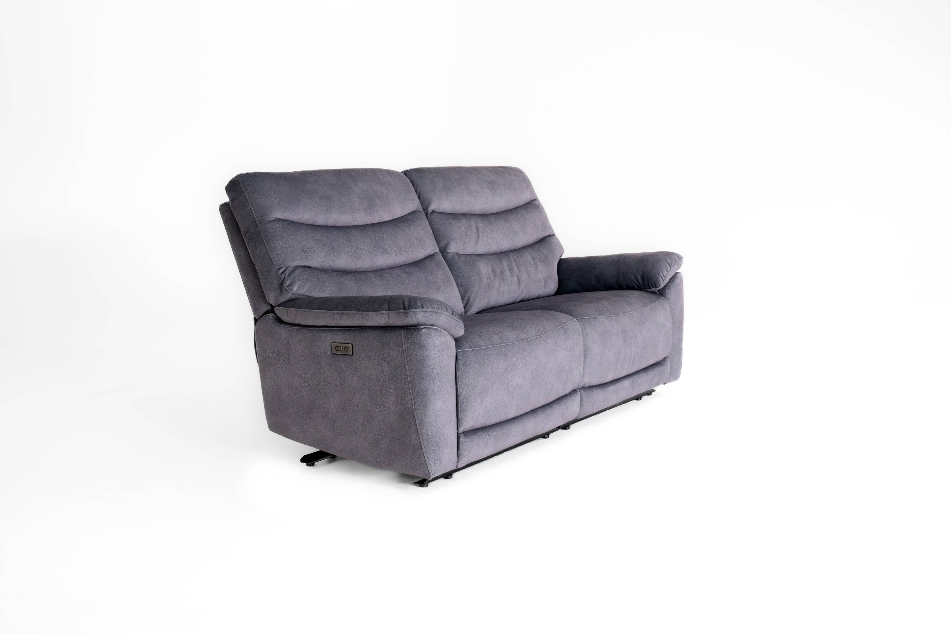 Toledo Steel Grey  Lay-Z-Boy Style Fabric Power Recliner 3 Seater Sofa