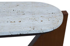 Winton Travertine Top Console Table With Acacia Wood Frame