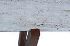 Winton Travertine Top Console Table With Acacia Wood Frame