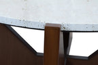 Winton Travertine Top Coffee Table With Acacia Wood Frame