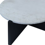 Winton Travertine Top Coffee Table With Black Acacia Wood Frame