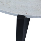 Winton Travertine Top Coffee Table With Black Acacia Wood Frame