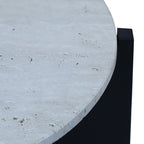 Winton Travertine Top Coffee Table With Black Acacia Wood Frame