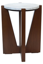 Winton Travertine Top Side Table With Acacia Wood Frame