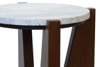 Winton Travertine Top Side Table With Acacia Wood Frame
