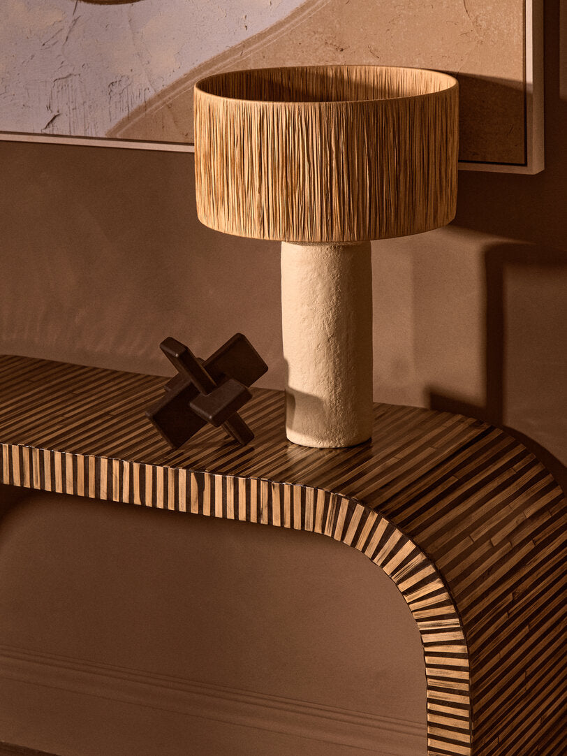 Bambusa Bamboo Inlay Curved Console Table