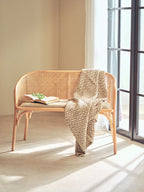 Cebu Natural Cane and Beech Wood Bench with Backrest