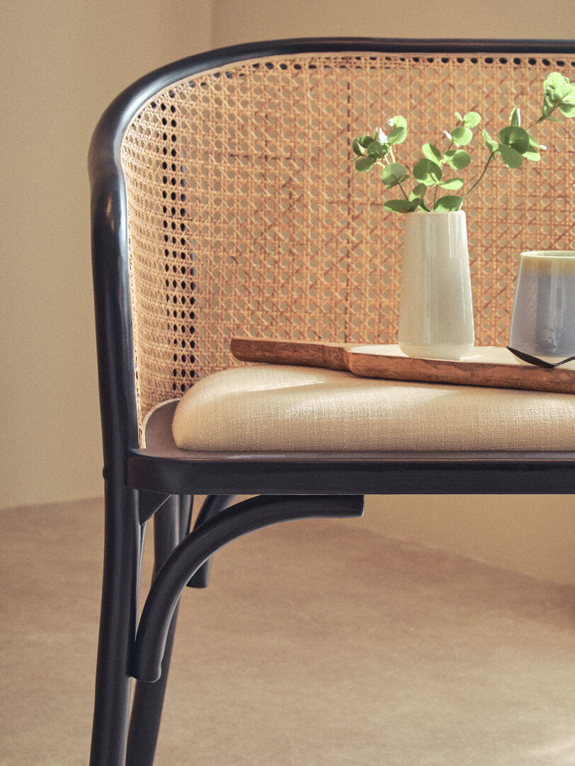 Cebu Natural Cane Bench with Black Beech Wood Frame