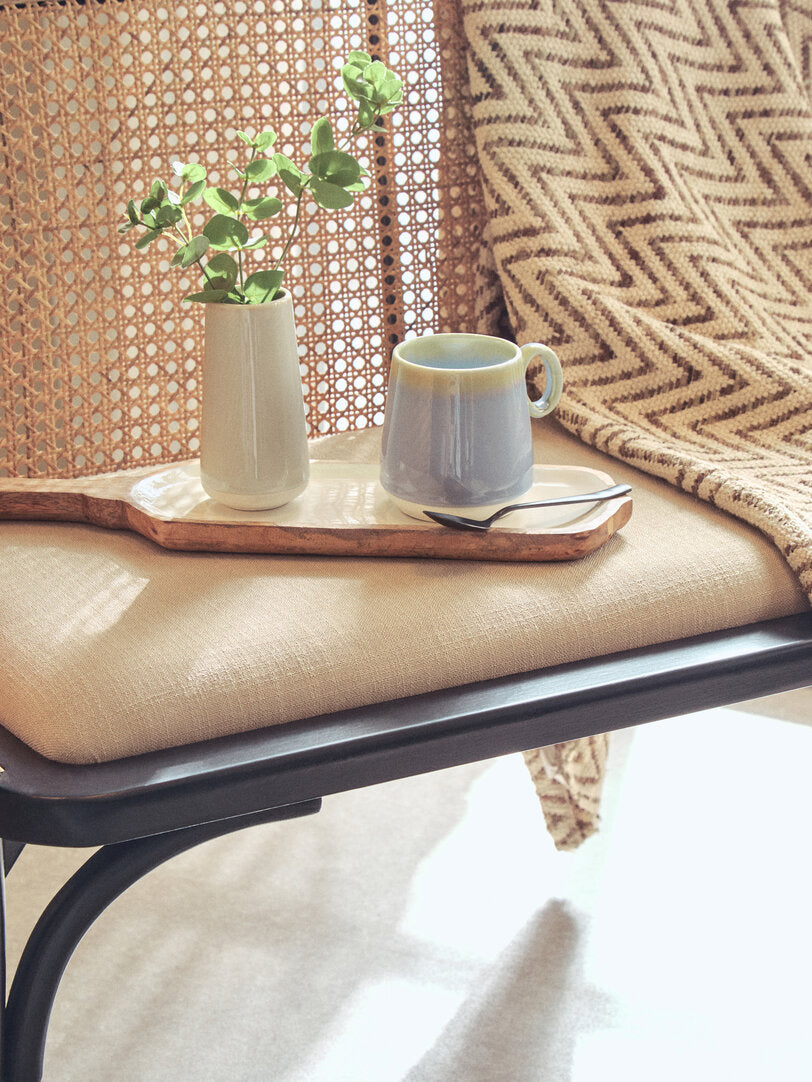 Cebu Natural Cane Bench with Black Beech Wood Frame